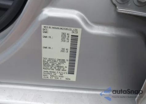 2019 Nissan Altima 2.5 S from USA, damaged, VIN 1N4BL4BV6KC232125